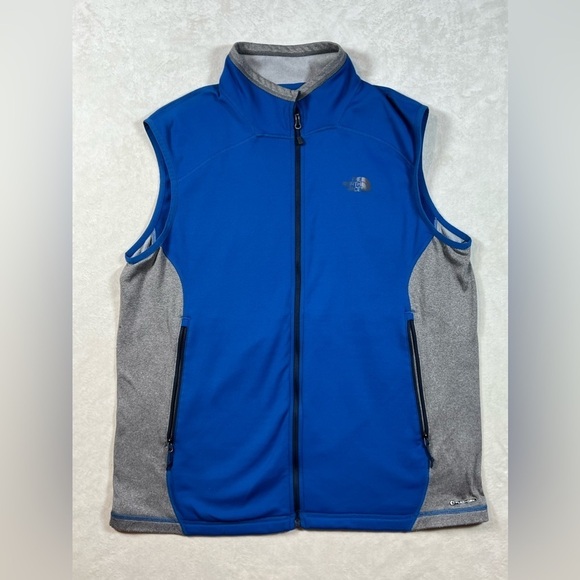 The North Face Large FlashDry Lightweight Blue Gray Full Zip Vest Stretch Cotton - Picture 2 of 12